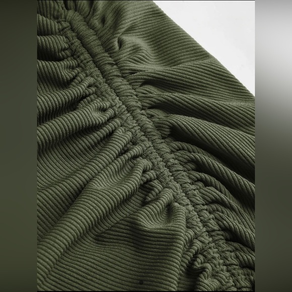 NWT Ribbed Button Drawstring Midi Dress - Picture 4 of 8